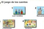 El juego de los cuentos: Blancanieves y los siete enanitos y Los tres cerditos.